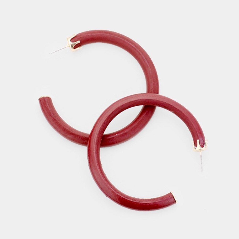 Burgundy Hoop Statement Earrings